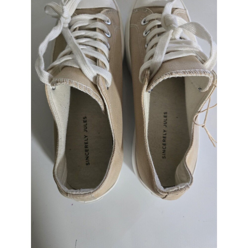 Sincerely Jules Vasco Tan Canvas Platform Sneakers Sz 9M - Picture 6 of 8